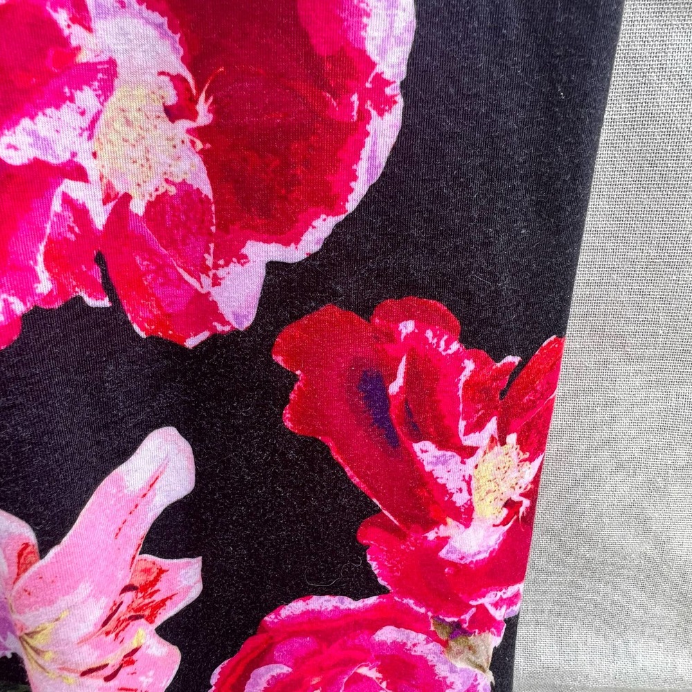 ASOS Maternity Floral Bodycon Midi Dress Size 4 Black Pink Rose Print Stretch - Picture 11 of 14